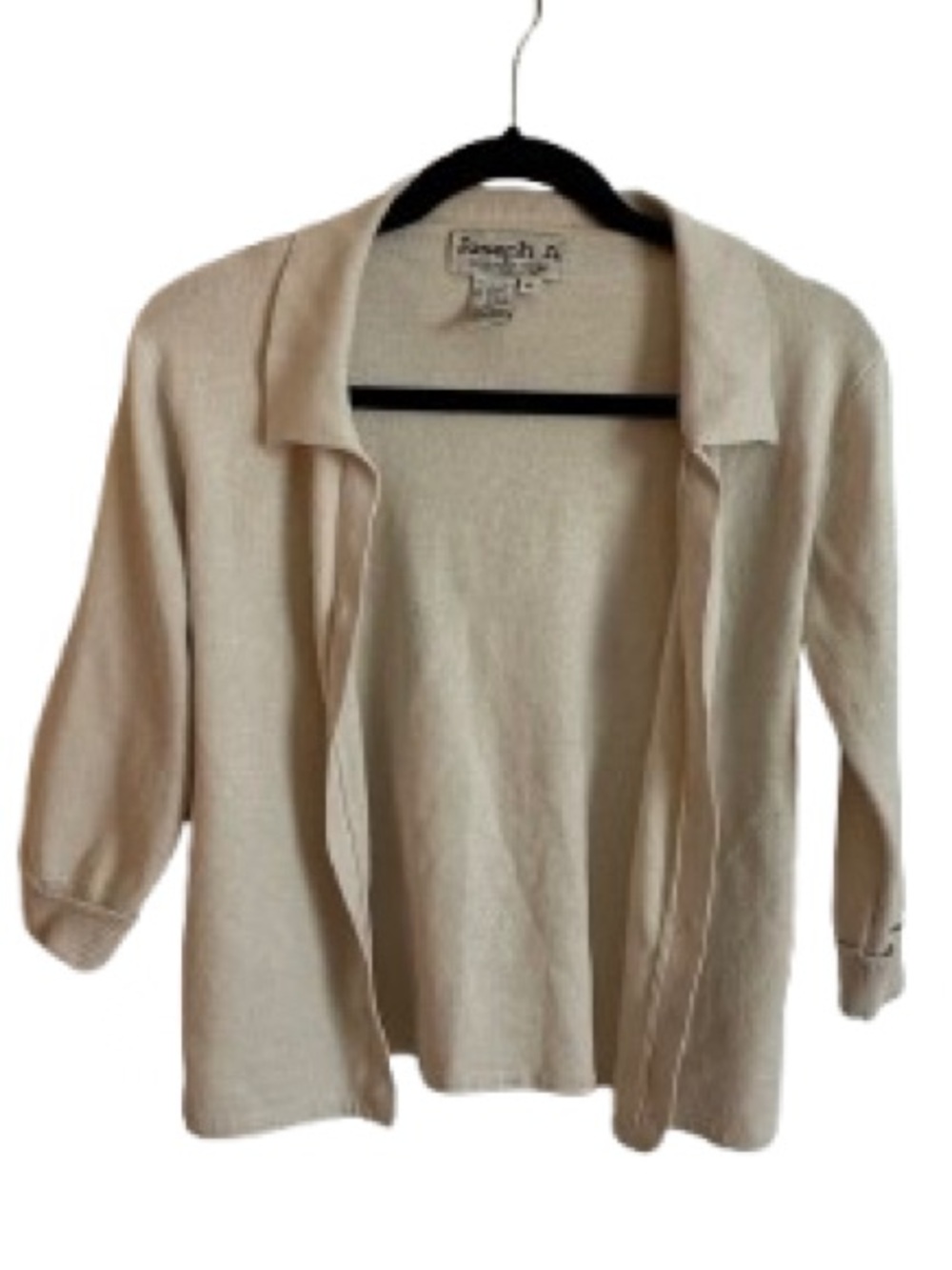 Joseph A Cream Open-Front Lightweight Cropped Cardigan